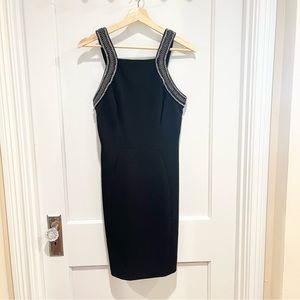 Ted Baker Black Sheath Dress with Metal Embellished Straps